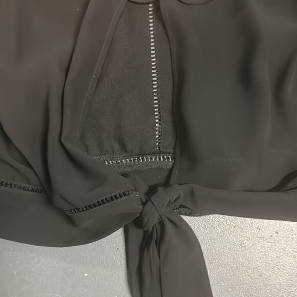 Black Sheer Marciano Bell Sleeve Ruffle Blouse - Picture 8 of 9